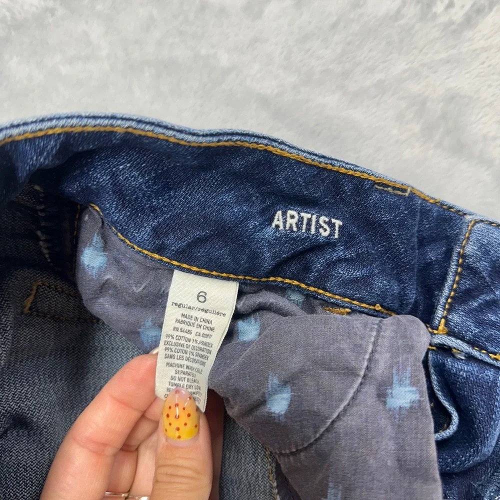 American Eagle Artist Flare Jeans Womens 6 Distressed Medium Wash Stretch Blue - Picture 3 of 9
